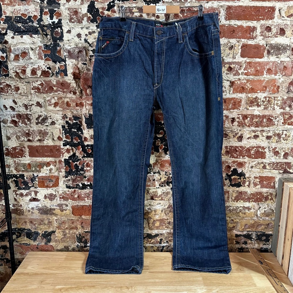 Ariat FR Jeans Men's 38x34 M5 Straight Leg Blue denim Flame Resistant